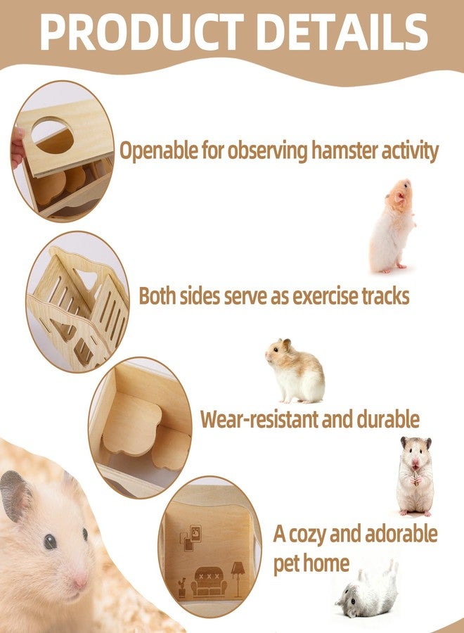 Dmnnlp 2Pcs Hamster House and Tunnel, Wooden Exploring Tunnel with Ladder, Small Animal Playground Exploring Toys for Syrian Dwarf Hamsters Gerbils Guinea Pig - Image 3